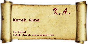 Kerek Anna névjegykártya